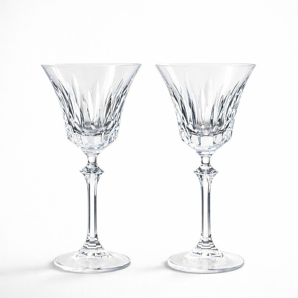 Vintage Spiegelau Eremitage Crystal Wine Glass Set of 2 Glasses 7 1/4" Drinkware
